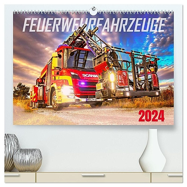Feurwehrfahrzeuge (hochwertiger Premium Wandkalender 2024 DIN A2 quer), Kunstdruck in Hochglanz, MH CONNECT 112 / Marcus Heinz