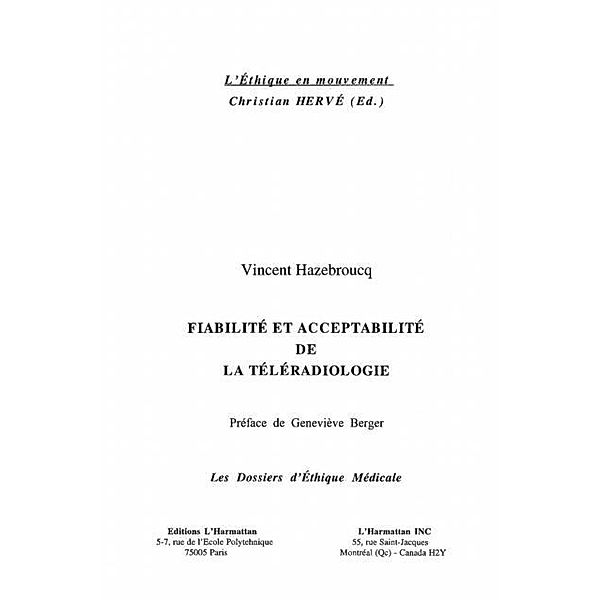 Fiabilite et acceptabilite de la teleradiologie / Hors-collection, Hazebroucq