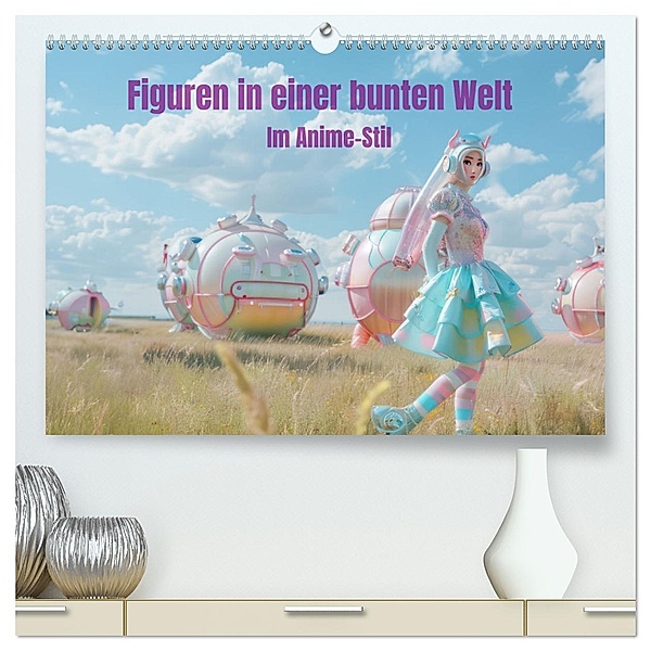 Figuren in einer bunten Welt - Im Anime-Stil (hochwertiger Premium Wandkalender 2025 DIN A2 quer), Kunstdruck in Hochglanz, Calvendo, Liselotte Brunner-Klaus