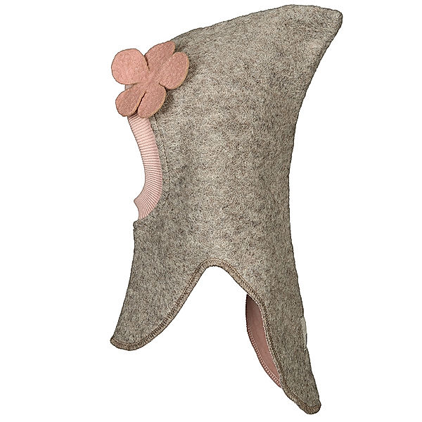 Huttelihut Filz-Schlupfmütze LITTLE KIDS FLOWER mit Wolle gefüttert in beige melange