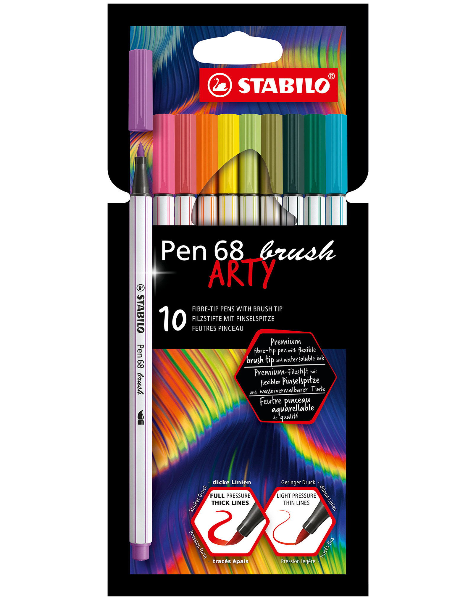 Filzstift STABILO® Pen 68 ARTY brush 10er-Pack