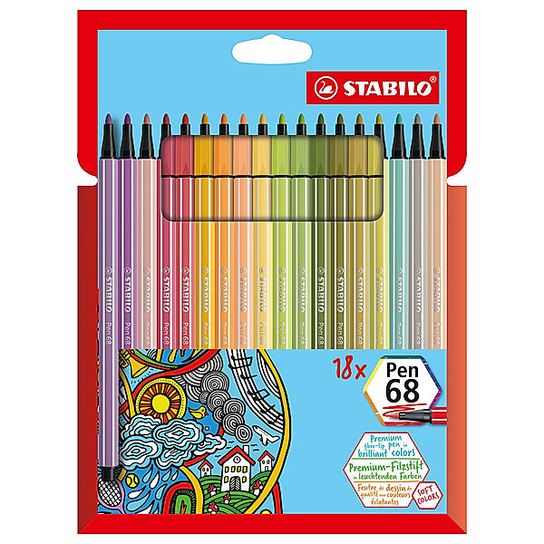 STABILO® Filzstift STABILO® Pen PASTEL 68 18er-Pack