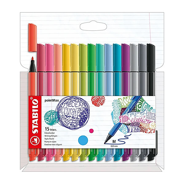 STABILO® Filzstift STABILO® pointMax COLOUR mit 15 Farben