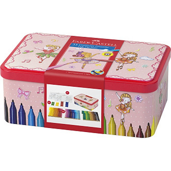 Faber-Castell Filzstifte-Set CONNECTOR Ballerina mit Spieluhr und 33 Farben im Metallbox