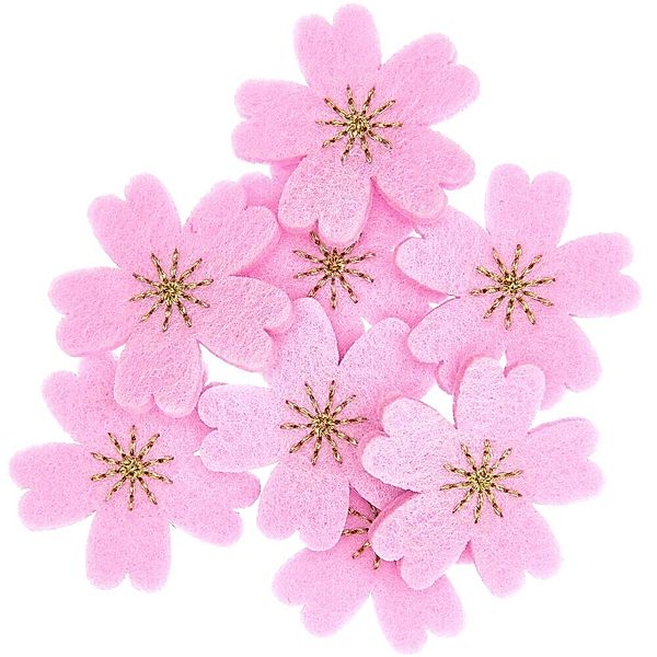 Filzstreu Kirschblüten dunkel pink-gold bestickt