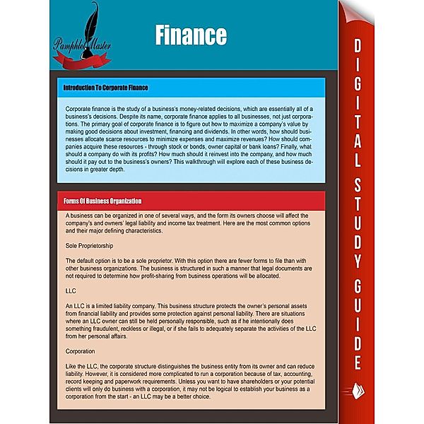 Finance / Dot EDU, Pamphlet Master