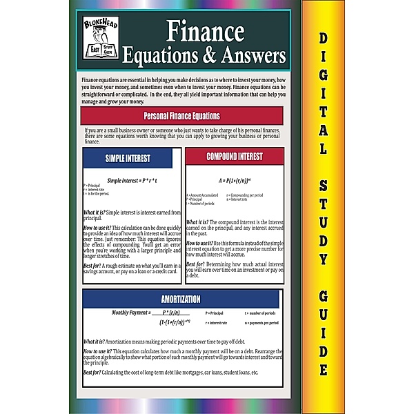 Finance Equations & Answers (Blokehead Easy Study Guide) / The Blokehead Success Series, Scott Green