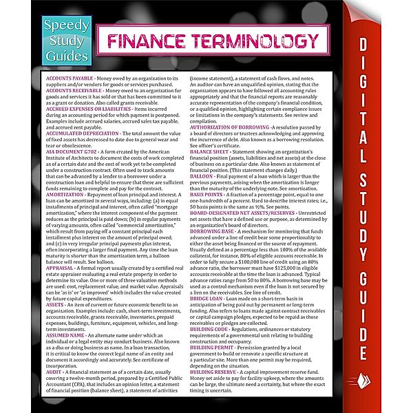 Finance Terminology (Speedy Study Guide) / Dot EDU, Speedy Publishing