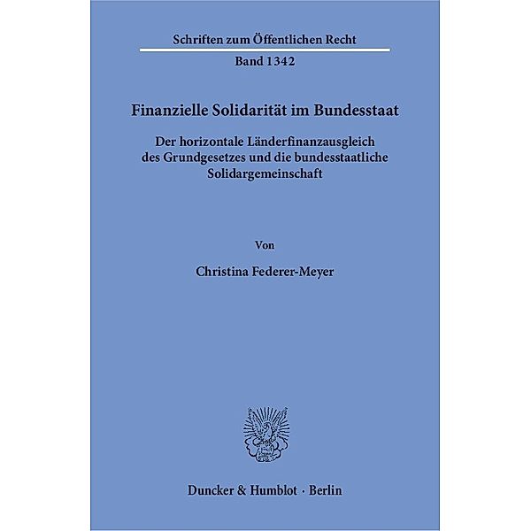 Finanzielle Solidarität im Bundesstaat., Christina Federer-Meyer
