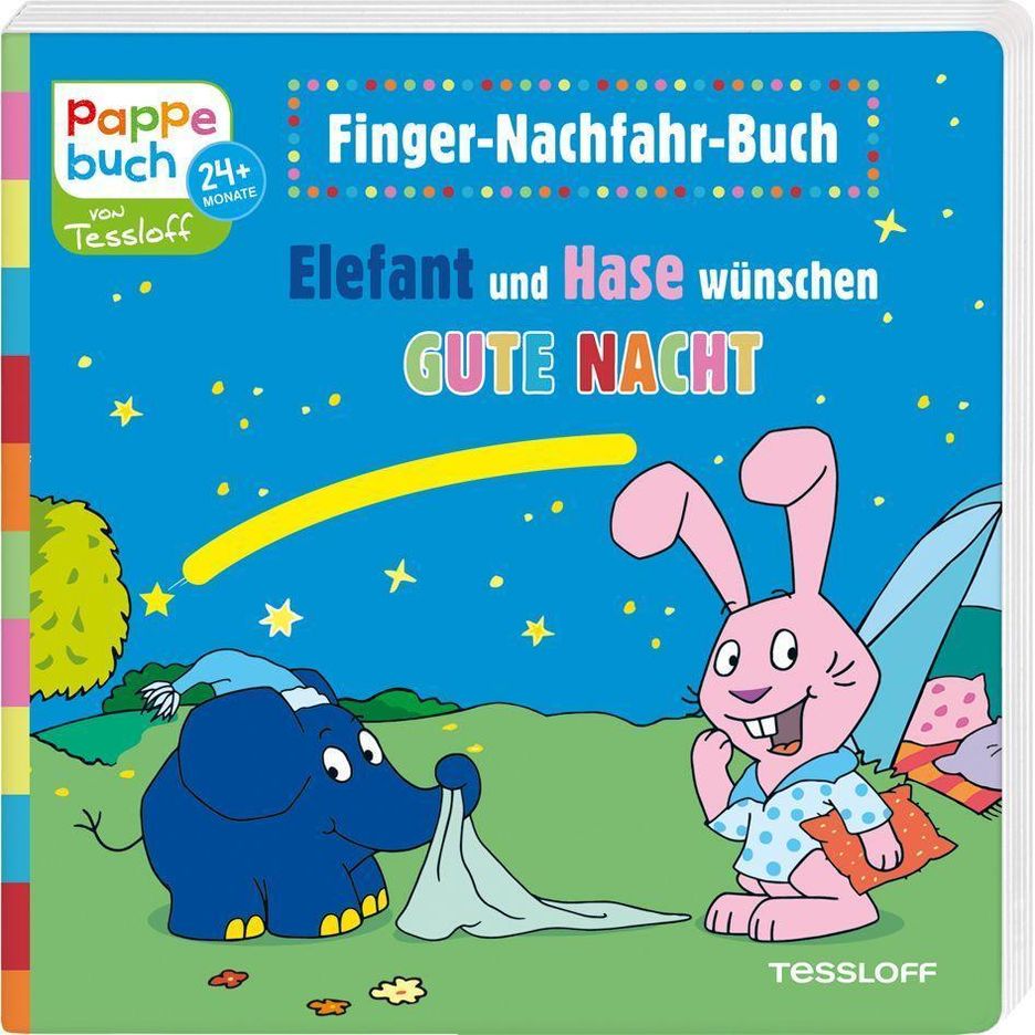 Finger-Nachfahr-Buch. Elefant und Hase wünschen Gute Nacht Buch