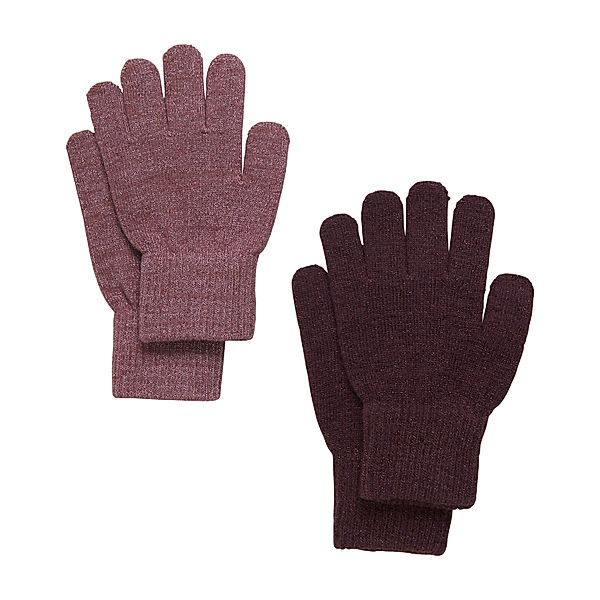 CeLaVi Fingerhandschuhe MAGIC GLITTER 2er-Pack mit Wolle in rose brown