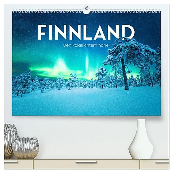 Finnland - Den Polarlichtern nahe. (hochwertiger Premium Wandkalender 2024 DIN A2 quer), Kunstdruck in Hochglanz, SF