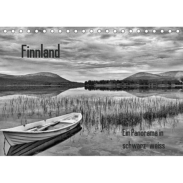 Finnland Panorama in schwarz-weiss (Tischkalender 2021 DIN A5 quer), Anke Thoschlag
