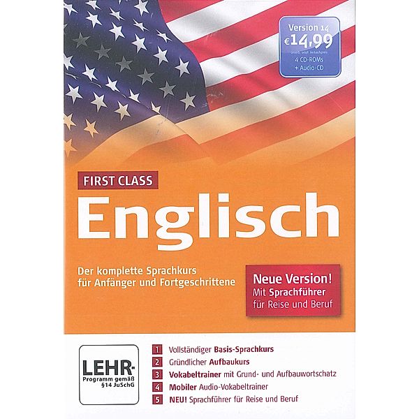 First Class Sprachkurs Englisch, 4 CD-ROMs und CD