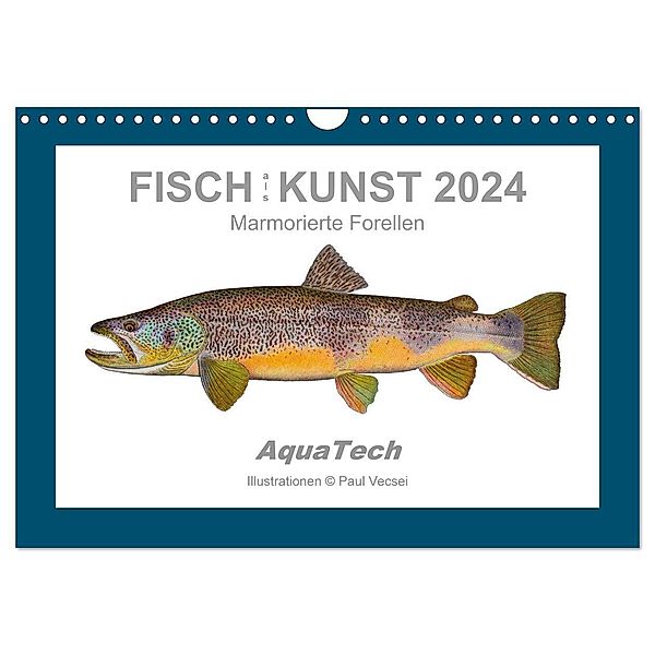 Fisch als Kunst 2024: Marmorierte Forellen (Wandkalender 2024 DIN A4 quer), CALVENDO Monatskalender, Paul Vecsei