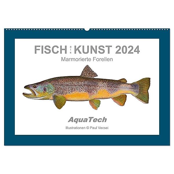 Fisch als Kunst 2024: Marmorierte Forellen (Wandkalender 2024 DIN A2 quer), CALVENDO Monatskalender, Paul Vecsei