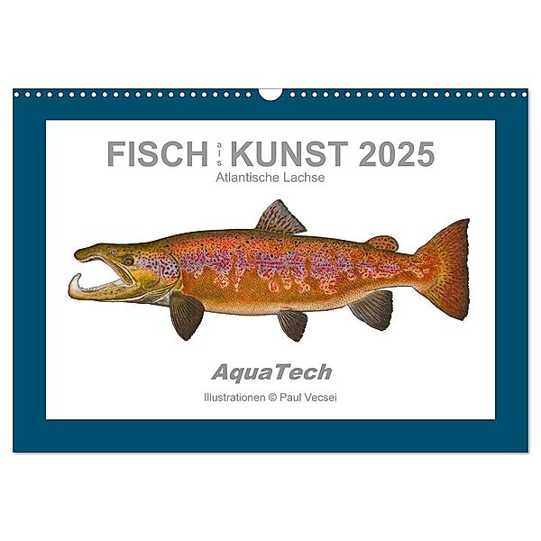 Fisch als Kunst 2025: Atlantische Lachse (Wandkalender 2025 DIN A3 quer), CALVENDO Monatskalender, Calvendo, Paul Vecsei