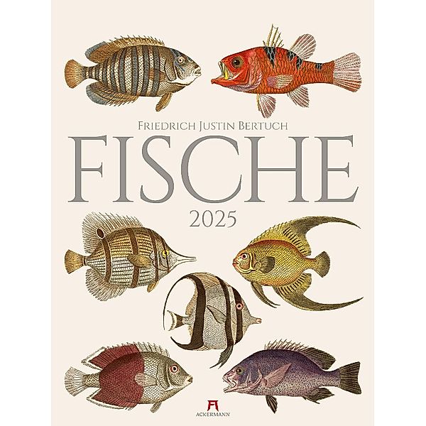 Fische Kalender 2025, Friedrich Justin Bertuch, Ackermann Kunstverlag