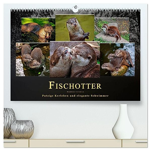 Fischotter - putzige Kerlchen und elegante Schwimmer (hochwertiger Premium Wandkalender 2024 DIN A2 quer), Kunstdruck in Hochglanz, Peter Roder