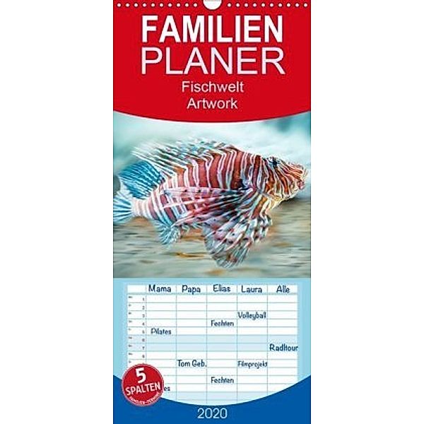 Fischwelt - Artwork - Familienplaner hoch (Wandkalender 2020 , 21 cm x 45 cm, hoch), Liselotte Brunner-Klaus