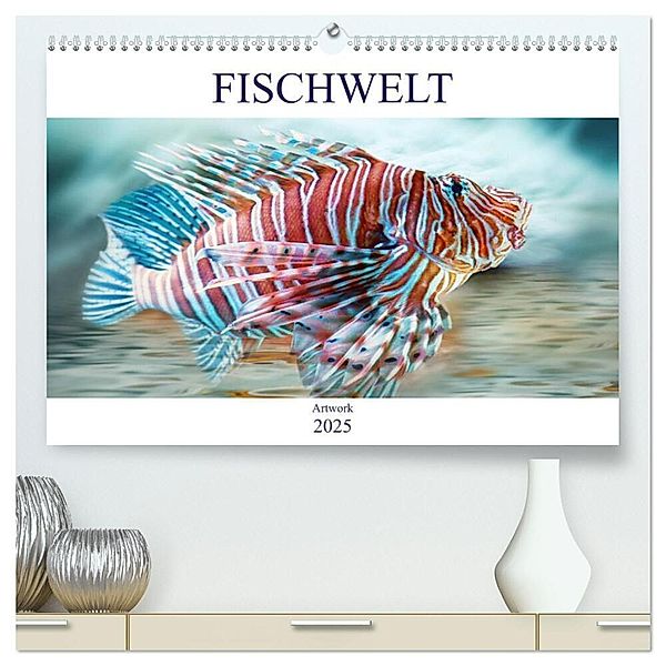 Fischwelt - Artwork (hochwertiger Premium Wandkalender 2025 DIN A2 quer), Kunstdruck in Hochglanz, Calvendo, Liselotte Brunner-Klaus