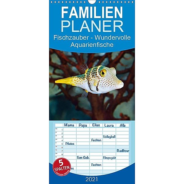 Fischzauber - Wundervolle Aquarienfische - Familienplaner hoch (Wandkalender 2021 , 21 cm x 45 cm, hoch), Rainer Kulartz