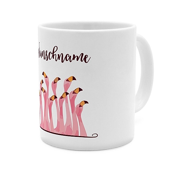 Flamingo - Personalisierter Kaffeebecher (Farbe: Weiss)