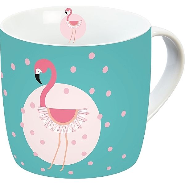 Flamingo Tasse Türkis+Punkte