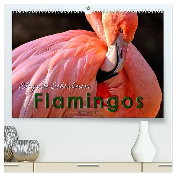 Flamingos - elegante Schönheiten (hochwertiger Premium Wandkalender 2024 DIN A2 quer), Kunstdruck in Hochglanz, Peter Roder
