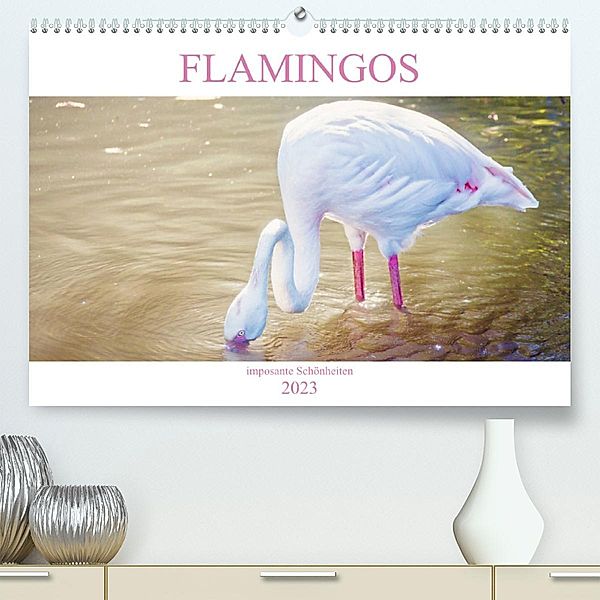 Flamingos - imposante Schönheiten (Premium, hochwertiger DIN A2 Wandkalender 2023, Kunstdruck in Hochglanz), Liselotte Brunner-Klaus