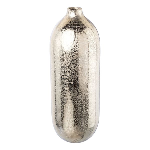 Flaschen-Vase BASE aus Aluminium, 13x13x32 cm (Farbe: silber)