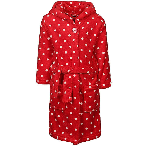 Playshoes Fleece-Bademantel DOTS in rot