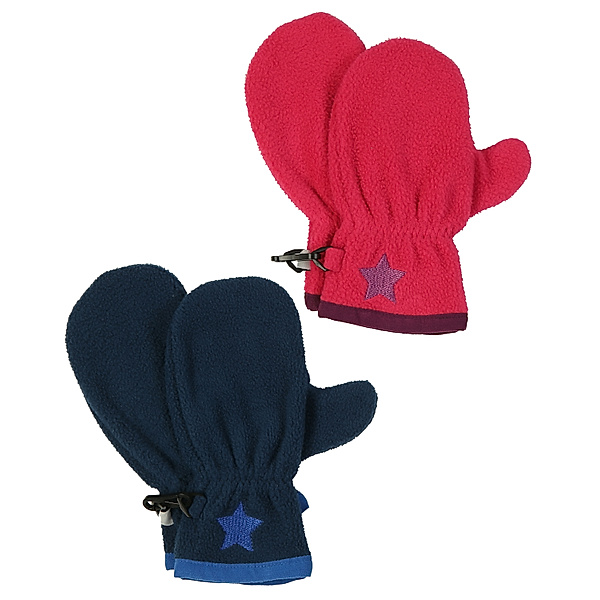 tausendkind essentials Fleece-Handschuhe STERNCHEN 2er-Pack in dunkelblau/pink