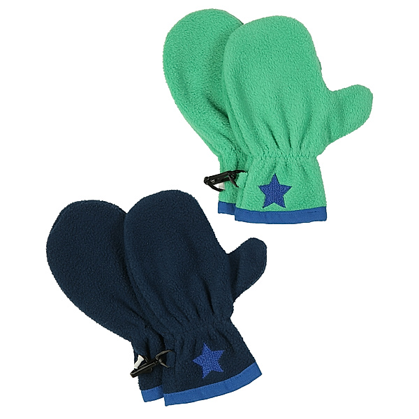 tausendkind essentials Fleece-Handschuhe STERNCHEN 2er-Pack in dunkelblau/grün