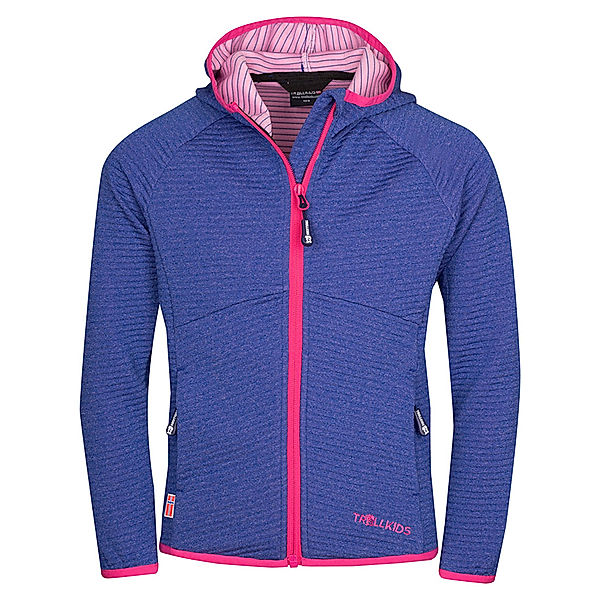 TROLLKIDS Fleece-Jacke GIRLS SOGNDAL mit Kapuze in navy/magenta