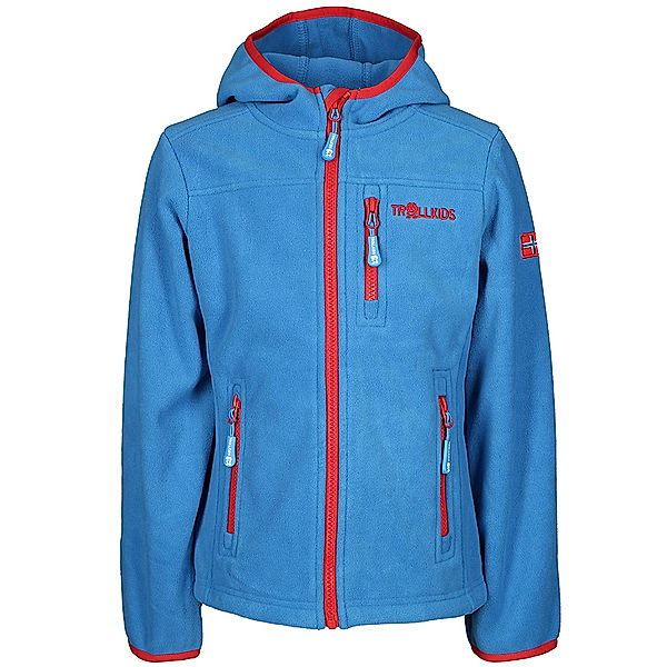 TROLLKIDS Fleece-Jacke KIDS STAVANGER mit Kapuze in medium blue/red