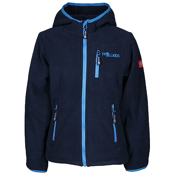 TROLLKIDS Fleece-Jacke KIDS STAVANGER mit Kapuze in navy/light blue