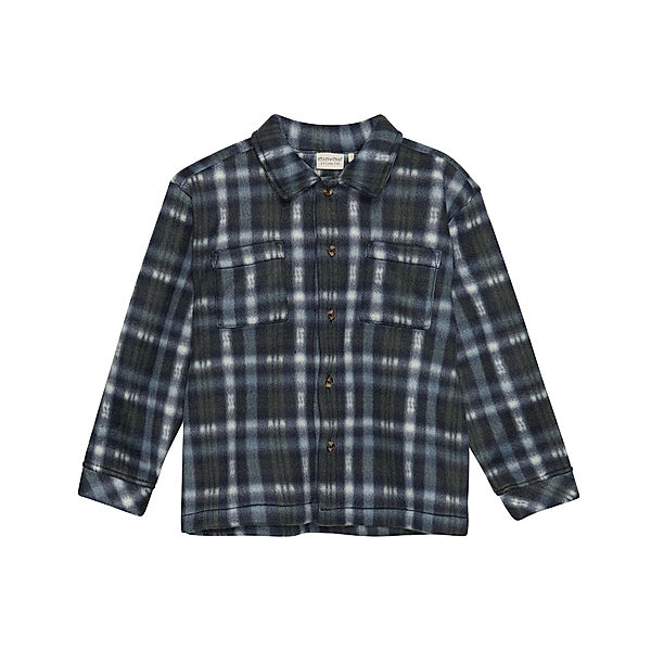 Minymo Fleece-Langarmhemd CHECK in blau