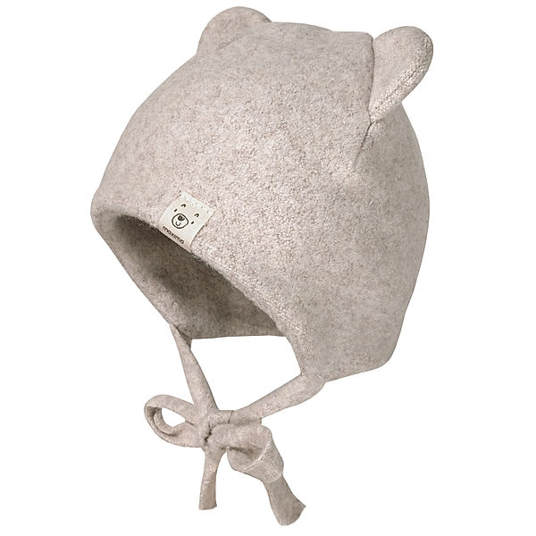 maximo Fleece-Mütze BABY mit Ohren in hellbraun melange