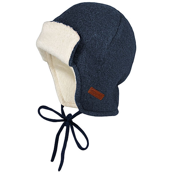 maximo Fleece-Mütze BABY PARKA zum Binden in navy meliert