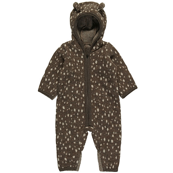 Huttelihut Fleece-Overall LITTLE TEDDY gepunktet mit Wolle in bambi