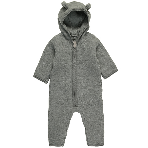 Huttelihut Fleece-Overall LITTLE TEDDY mit Wolle in light grey