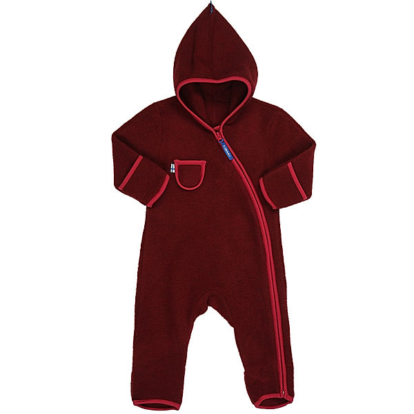 finkid Fleece-Overall PUKU WOOL mit Kapuze in cabernet/persian red