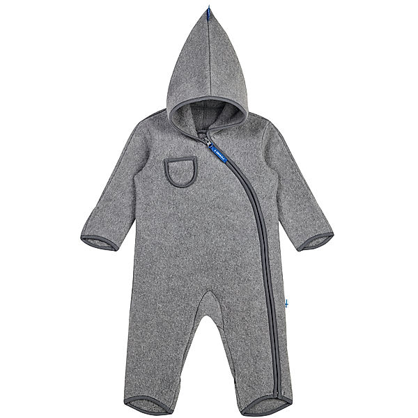 finkid Fleece-Overall PUKU WOOL mit Zwergenkapuze in charcoal