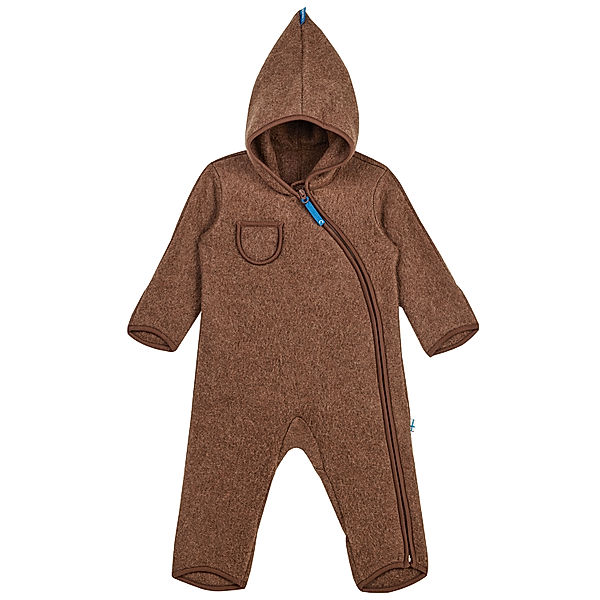 finkid Fleece-Overall PUKU WOOL mit Zwergenkapuze in cocoa