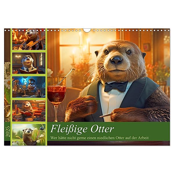 Fleissige Otter - Wer hätte nicht gerne einen niedlichen Otter auf der Arbeit (Wandkalender 2025 DIN A3 quer), CALVENDO Monatskalender, Calvendo, Rupert Kowalski