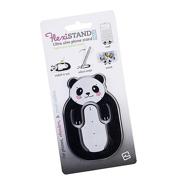 Flexistand (Panda) | flexibler Handyaufsteller | für alle Handys und Mini-Tablets | superflach | stufenlos verstellbar | hochkant und quer | passt in jede Hosentasche