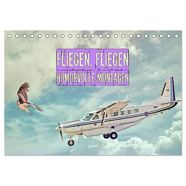 Fliegen, Fliegen - humorvolle Montagen (Tischkalender 2024 DIN A5 quer), CALVENDO Monatskalender, Liselotte Brunner-Klaus