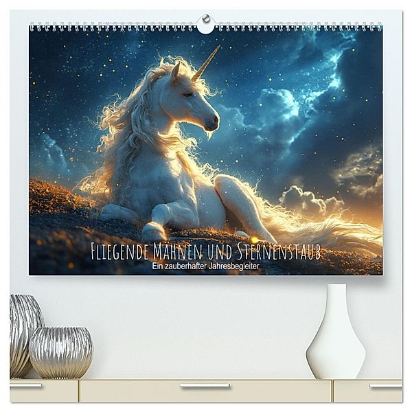 Fliegende Mähnen und Sternenstaub - Ein zauberhafter Jahresbegleiter (hochwertiger Premium Wandkalender 2025 DIN A2 quer), Kunstdruck in Hochglanz, Calvendo, artefacti