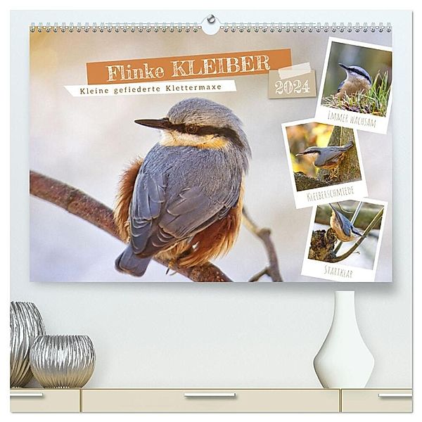 Flinke Kleiber (hochwertiger Premium Wandkalender 2024 DIN A2 quer), Kunstdruck in Hochglanz, Sabine Löwer